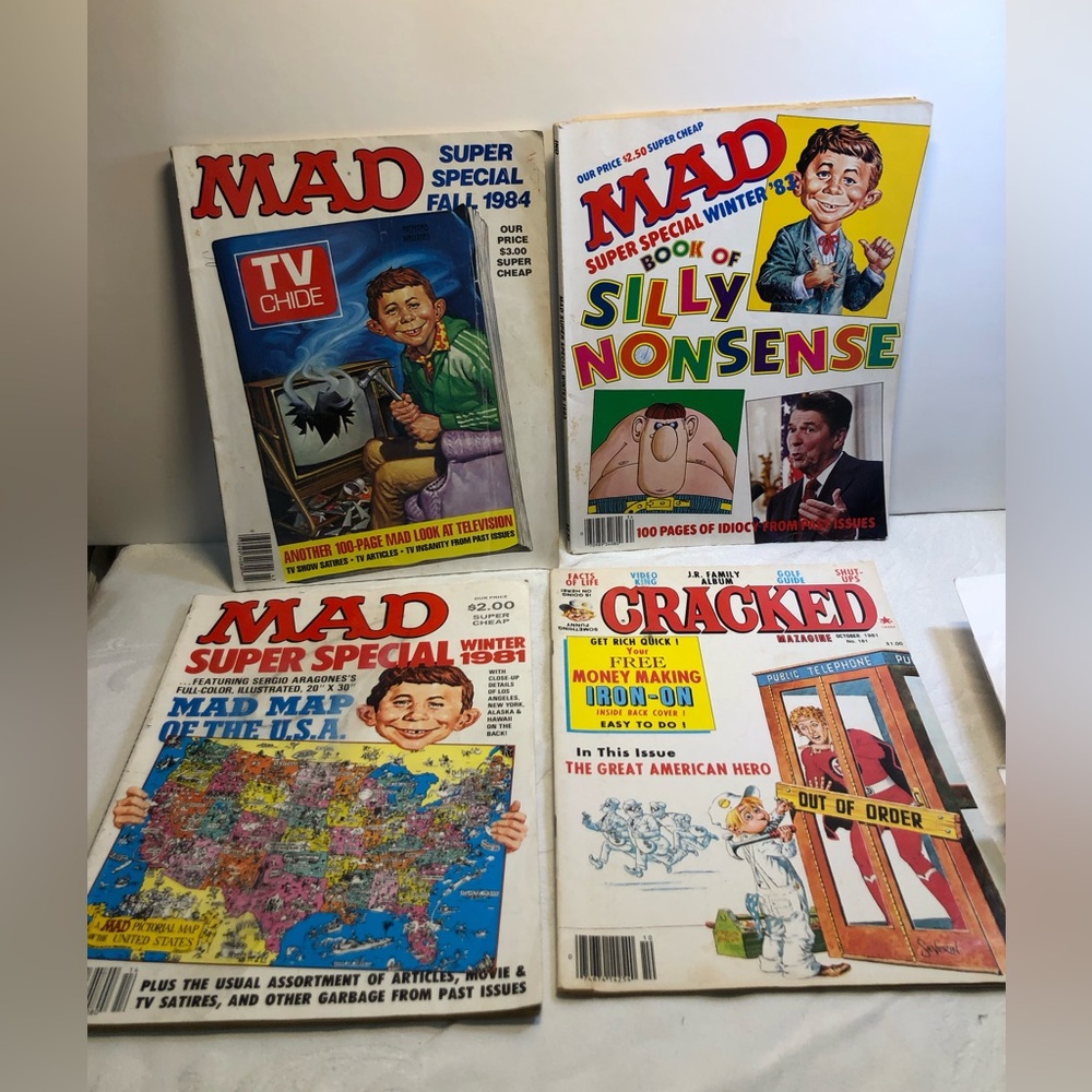 Lot of Vintage Magazines Mad, Cracked 1980s Super Special Book Of Silly Nonsense